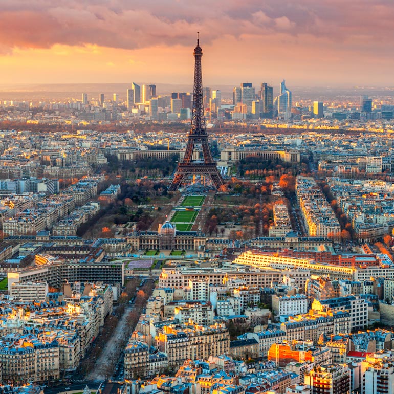 An aerial view of Paris city